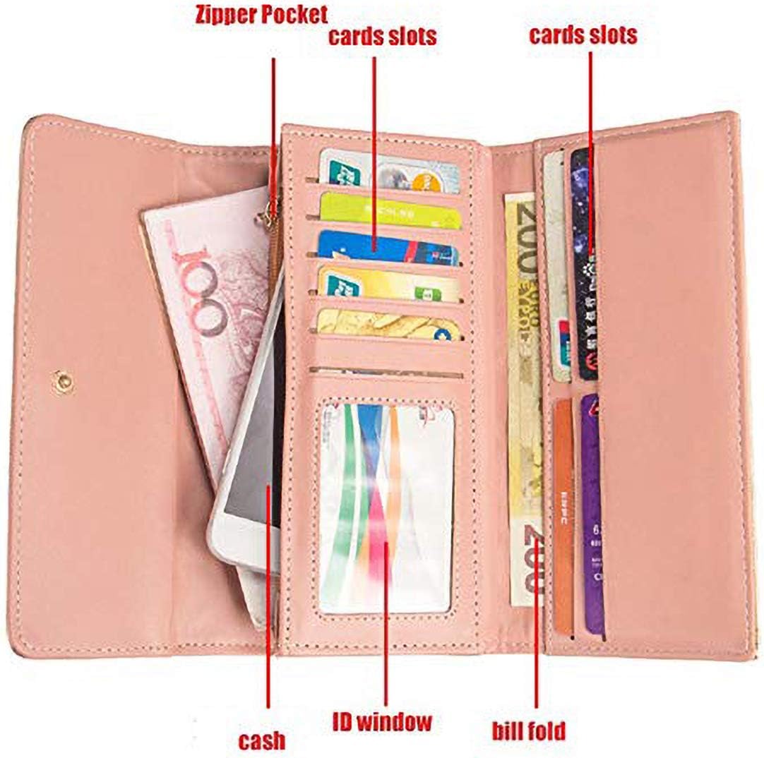 ZhengYue PU Leather Wallet Crown Wonem Ladies Girls Purse,Long Fashion Crown Female'sHandbag Money Bag Pink - Image 4