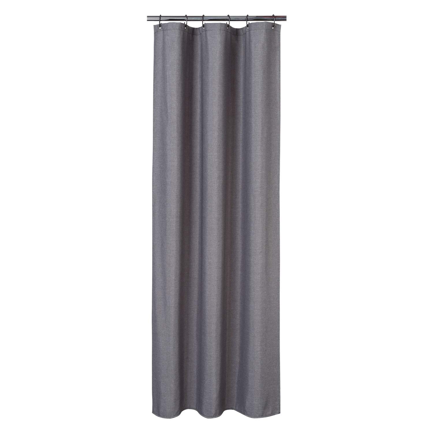 Flax Linen Like 240GSM Heavy Weight Stall Shower Curtain for Bathroom with Hooks Hotel Luxury Fabric Washable, Grey, 80x180 cm