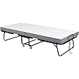 HOMCOM Rollaway Bed, Folding Bed with 4" Mattress, Portable Foldable Guest Bed with Sturdy Metal Frame and Wheels, 78.75"x35.5"x16.75", White