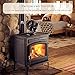 KINDEN Fireplace Fans 4-Blade - Heat Powered Stove Fan for Wood Log Burner Ultra Quiet Eco-Friendly with Magnetic Thermometer (Aluminium Black, Large Size)