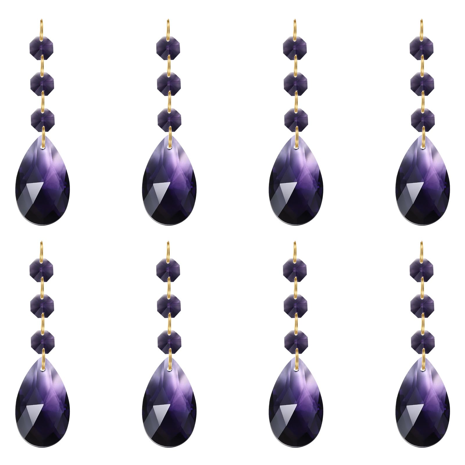 PATIKIL Teardrop Crystal Chandelier Pendants Beads, 8 Pack 100mm Length 38mm Chandelier Prisms Parts Ornaments Hanging Beads for DIY Arts Crafts Decoration, Dark Purple