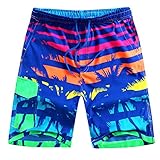 ALiberSoul Men's Coconut Tree Print Boardshorts Tropical Design Swimming Trunks