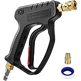 MEKOH Short Pressure Washer Gun, 5000PSI Stubby Pressure Washer Spray Gun for Car Wash, 10.5GPM Foam Gun with 3/8'' Quick Connect, High Pressure Washer Handle Gun with M22-14mm for Extension Wand/Hose