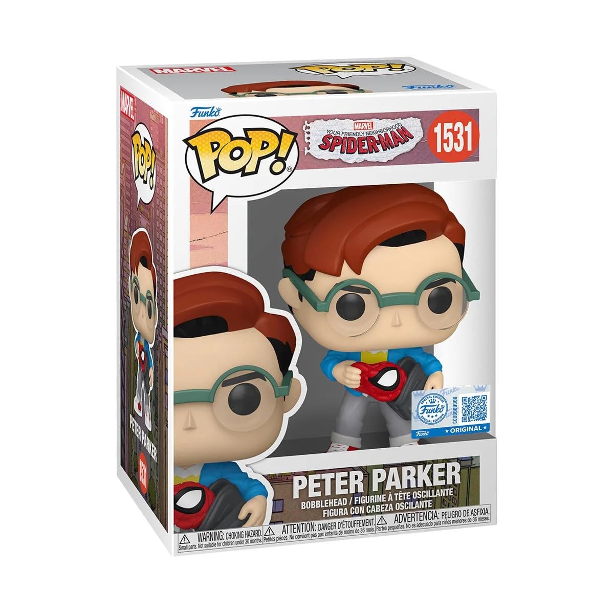 Funko Pop! Vinyl Figure, Spider-Man Peter Parker #1531, Entertainment Earth Exclusive, Marvel Animated Series, 4.25 Inch