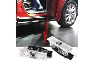 JHMYAR 2pcs Non-Fading LED Car Door Logo Lights Courtesy Projector Laser Welcome Light Ghost Shadow Puddle lamp for Giulia Stelvio Giulietta Mito Tonale 147 159 166 Accessories (Red Light-HD/2pcs)