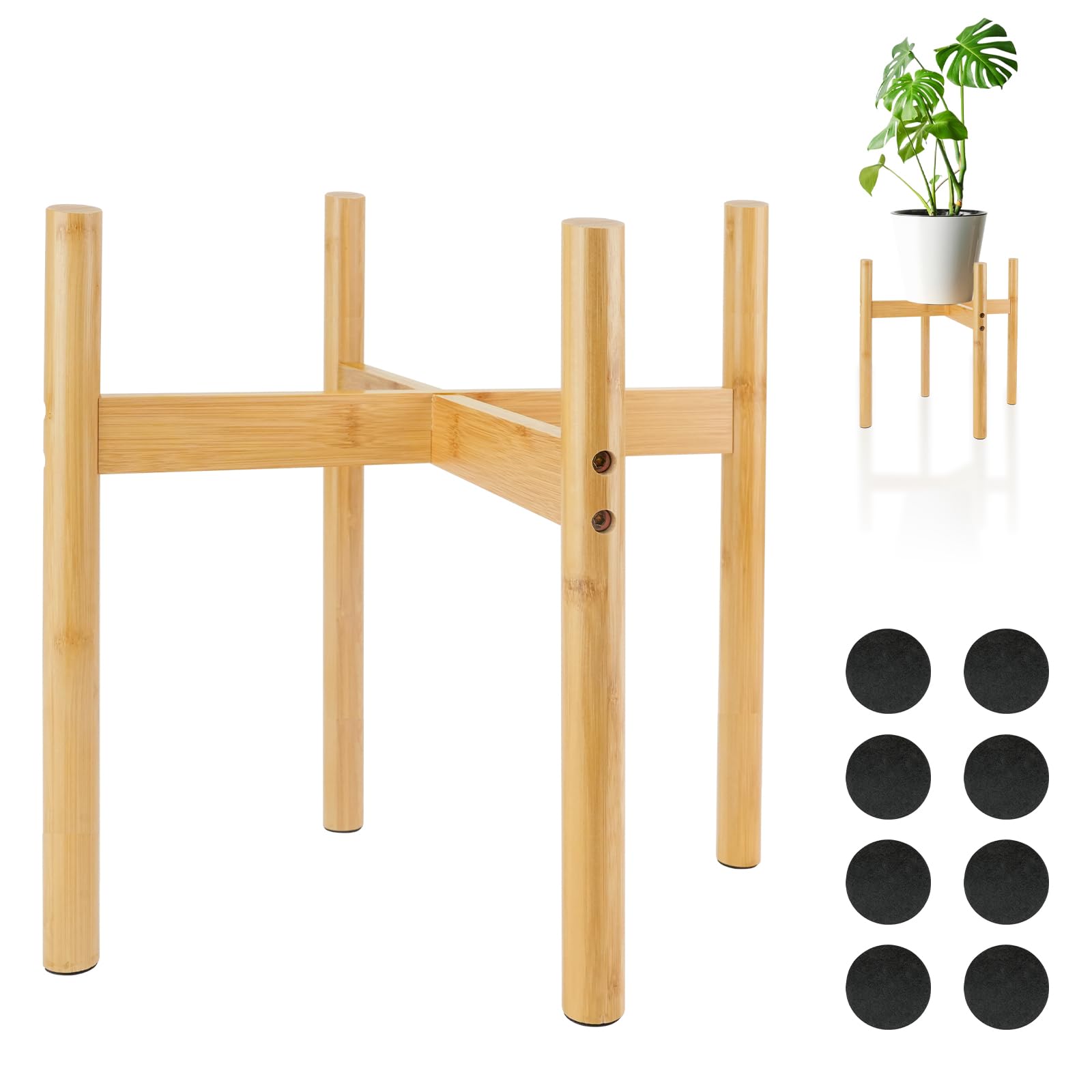 RETON Adjustable Plant Stand, Mid Century Modern Indoor Plant Stand, Wooden Plant Pot Stand for Indoor&Outdoor, Garden, Yard, Home, Office (33 CM)