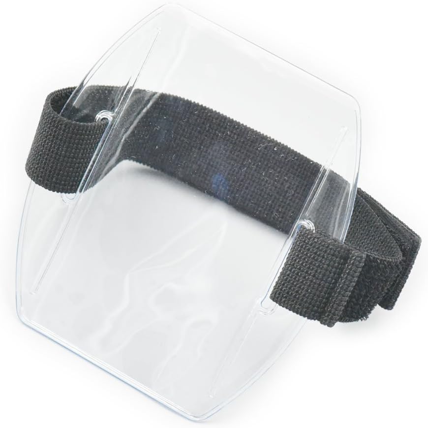 5 Sets Arm Band ID Badge Holder Vertical + 5 pcs Strap elastic Adjustable Hook Loop