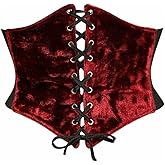 Daisy corsets womens Lavish Dark Red Crushed Velvet Corset Belt Cincher