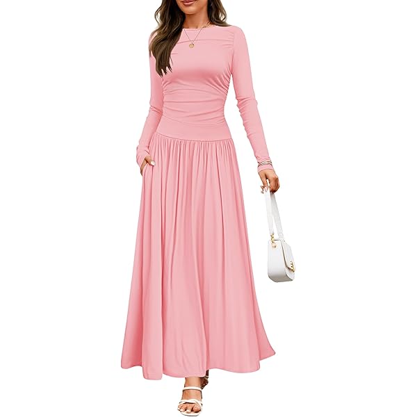 open lace back dress Women's Solid Color Long Sleeve Jumper & Pleated Bottom Dress,Long Sleeve  midi dressfall Dresses for Women 2024 (Black,S) at Amazon Women's Clothing  store