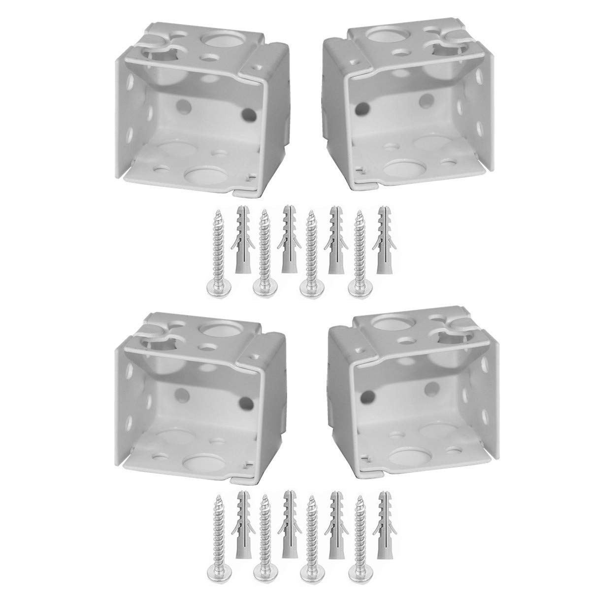 4pcs Box Mounting Brackets with Screws 2 Set for 1" Mini Blinds White Color Window Blinds Headrail with 1"x1" Size (2, 1inch)