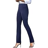 keriffe Women's Stretchy Yoga Dress Pants High Waisted Straight Leg Casual Work Business Office Slacks 4 Pockets