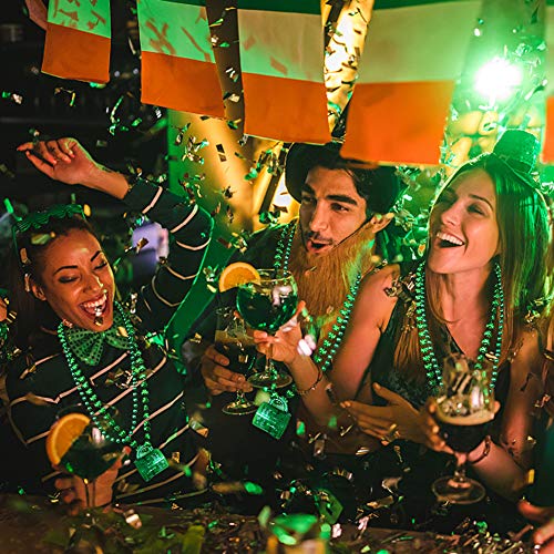 ZALALOVA 18Pcs St Patrick's Day Shamrock Beads Necklace with Green Shot Glass for Kids Women Men Holiday Festive Costumes Party Games Favor Supplies (2 Types) - Thumbnail 3