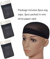Qiuyan 6pcs Soft Nylon Wig Cap Unisex Hair Cup Black view 2