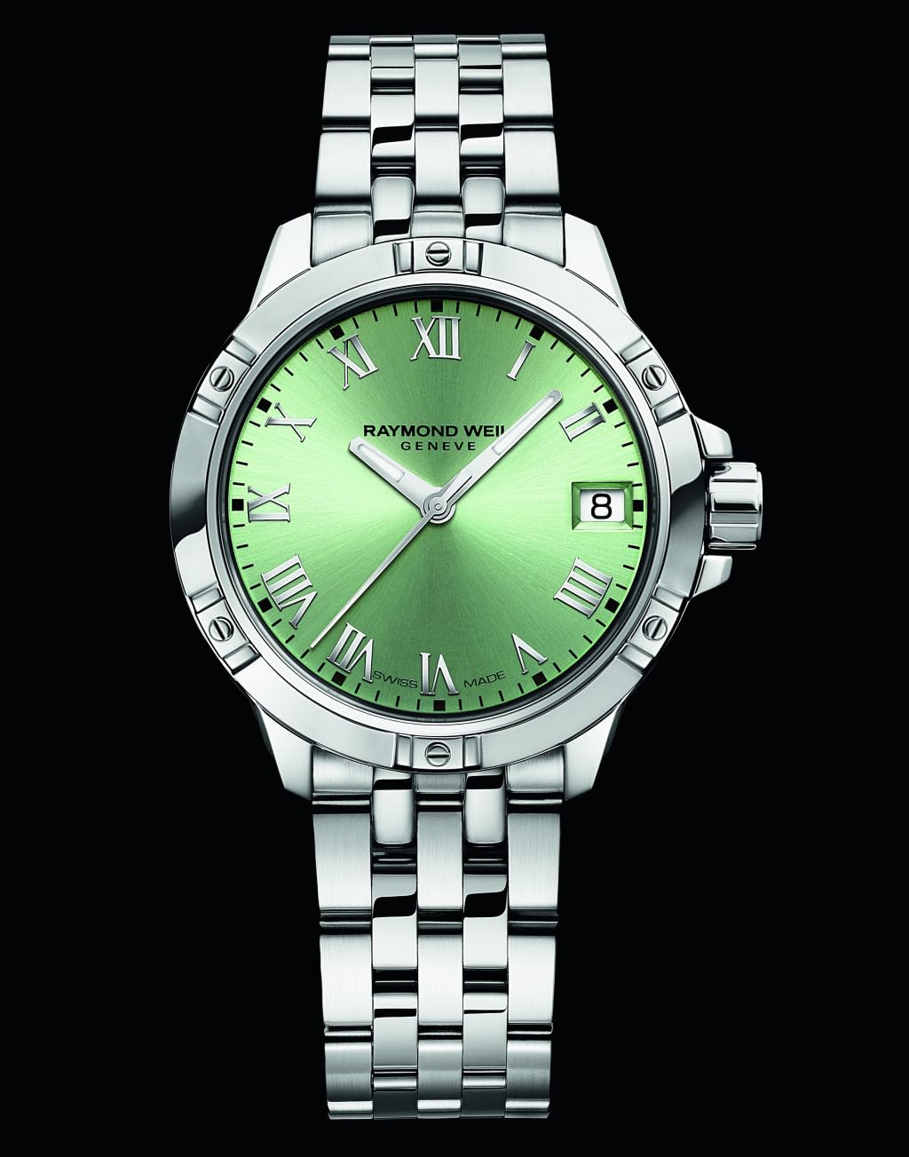 RAYMOND WEIL Tango Classic Women's Watch, Quartz, Green Dial, Roman Numerals, Stainless Steel Bracelet, 30mm (Model: 5960-ST-00520)