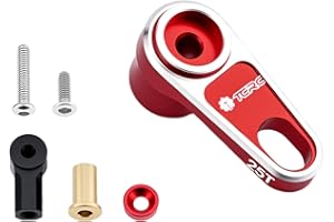 TCRC 7075 Aluminum Rear 25T Servo Horn with Adjustable Connecting Rod for Axial 1/8 AXP8 Gilamon Trail Buggy Upgrade,Red