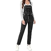 ACTIFORTERRAS Rompers for Women Denim Overalls Jumpsuit with Adjustable Straps, Stretch Bib Pants with Pockets