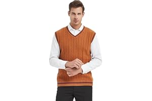 TopTie Men's 100% Cotton Knit Sweater Vest