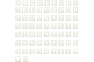 PATIKIL 1.5" Letter Number Stencils, 65Pcs Square Interlock Reusable Letter and Number Stencil Templates for Painting on Wall
