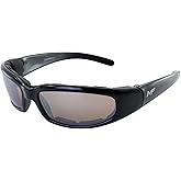 MotoFrames MF Chill Padded Motorcycle Sunglasses Black Frame w/Driving Mirror Lens