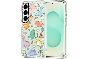 MOSNOVO Clear TPU Bumper Phone Case Cover for Samsung Galaxy S25 Plus | Buffertech 6.6ft Military-Grade Drop Protection, Anti Peel Off Tech, Dinosaur Land