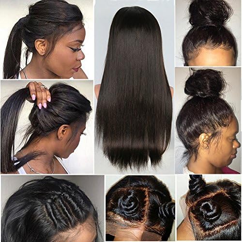 CLbuxi Hair 8A Brazilian Full Lace Wigs Straight Human Hair Glueless Lace Front Wigs for Black Women Full Lace Human Hair Wigs with Baby Hair (12 inch,lace front wig)