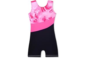 Domusgo Leotard for Girls Gymnastics Size 3-9 Years Old One Piece Unitard with Shorts