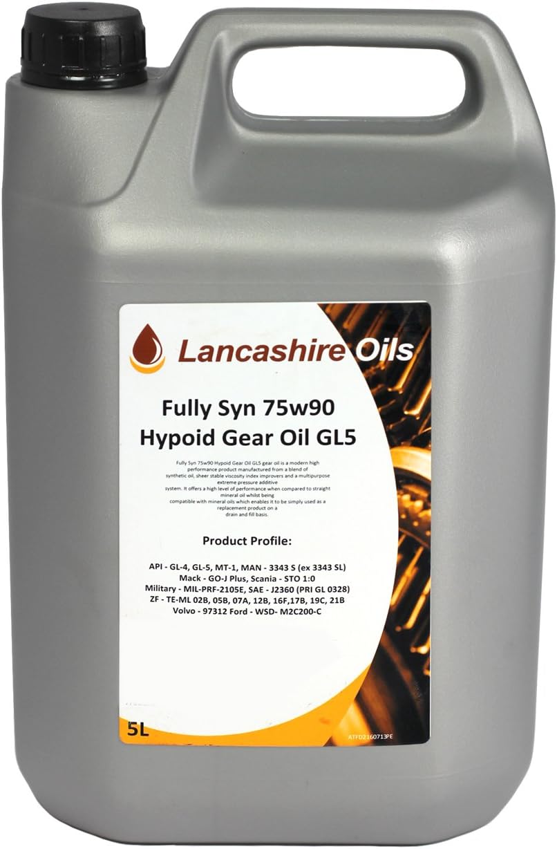 Lancashire Oils 5L Drum Fully Synthetic 75w90 Hypoid Gear Oil GL-4 GL-5
