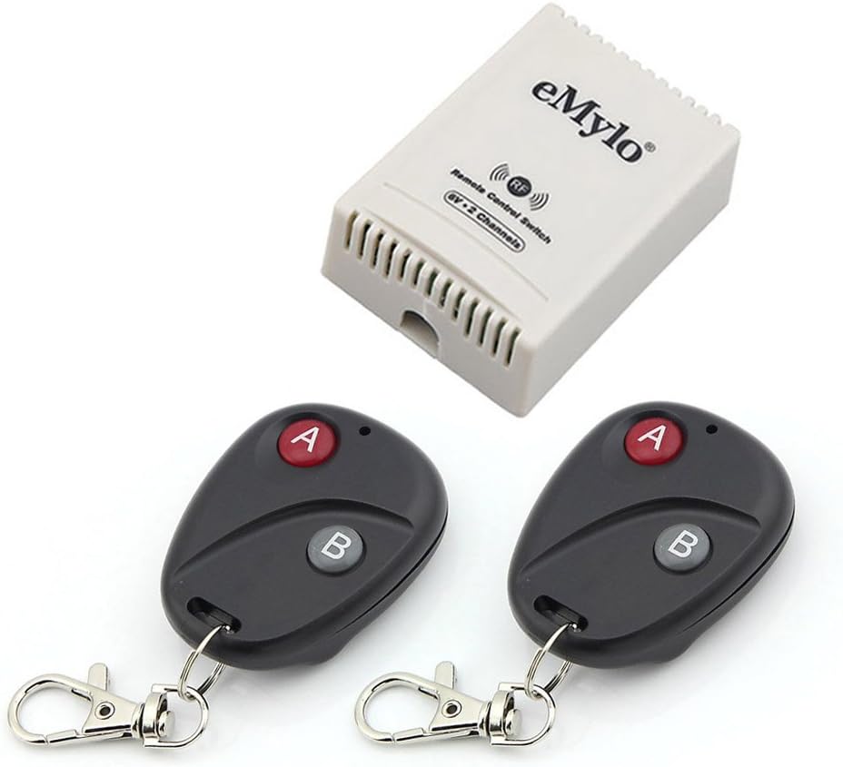 eMylo® DC 6V 2 Channels 433Mhz RF Relay Wireless Remote Control Switch Transmitter with Receiver