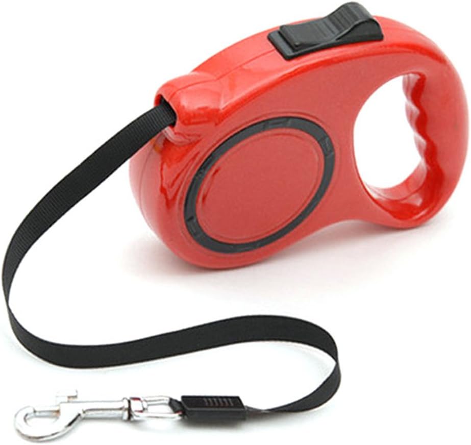 Retractable Dog or Cat Lead / Leash. For Small, medium or large dogs up to 20K. 3 Meters. Spring loaded automatic. (Red)