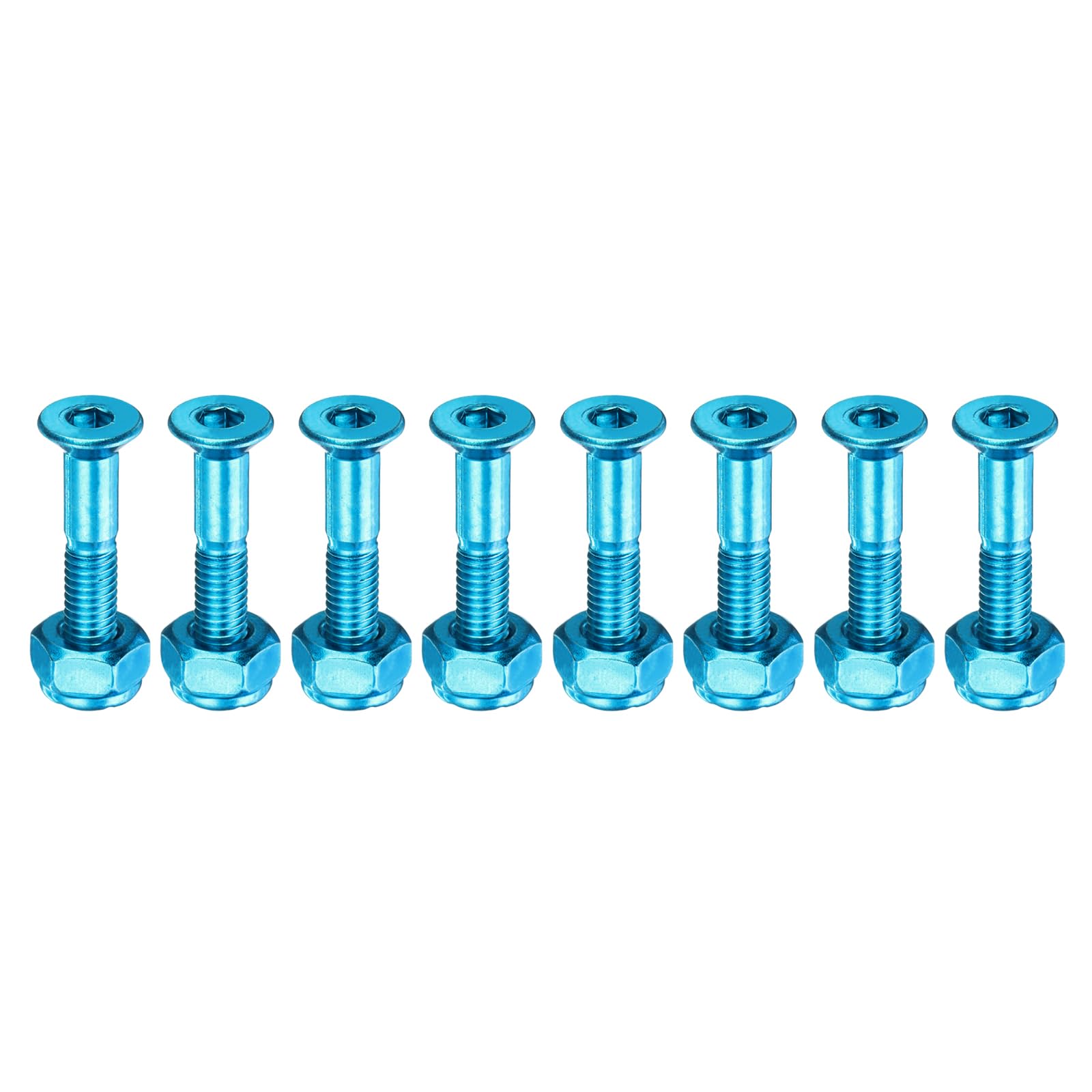 PATIKIL 1" Skateboard Hardware Bolt, 8 Set Carbon Steel Truck Mounting Screws Bolts Nuts Set for Skateboard Cruiser, Blue