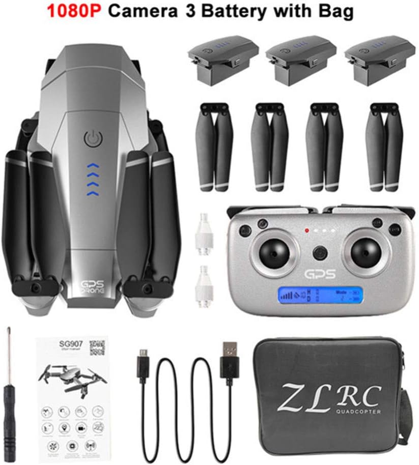 s61Ylu Mini Drone SG907 GPS Drone with 4K 1080P HD Dual Camera 5G WiFi RC Quadcopter Optical Flow Positioning Foldable Mini Drone VS E520S E58 (Storage Bag 1080P Three-Battery)