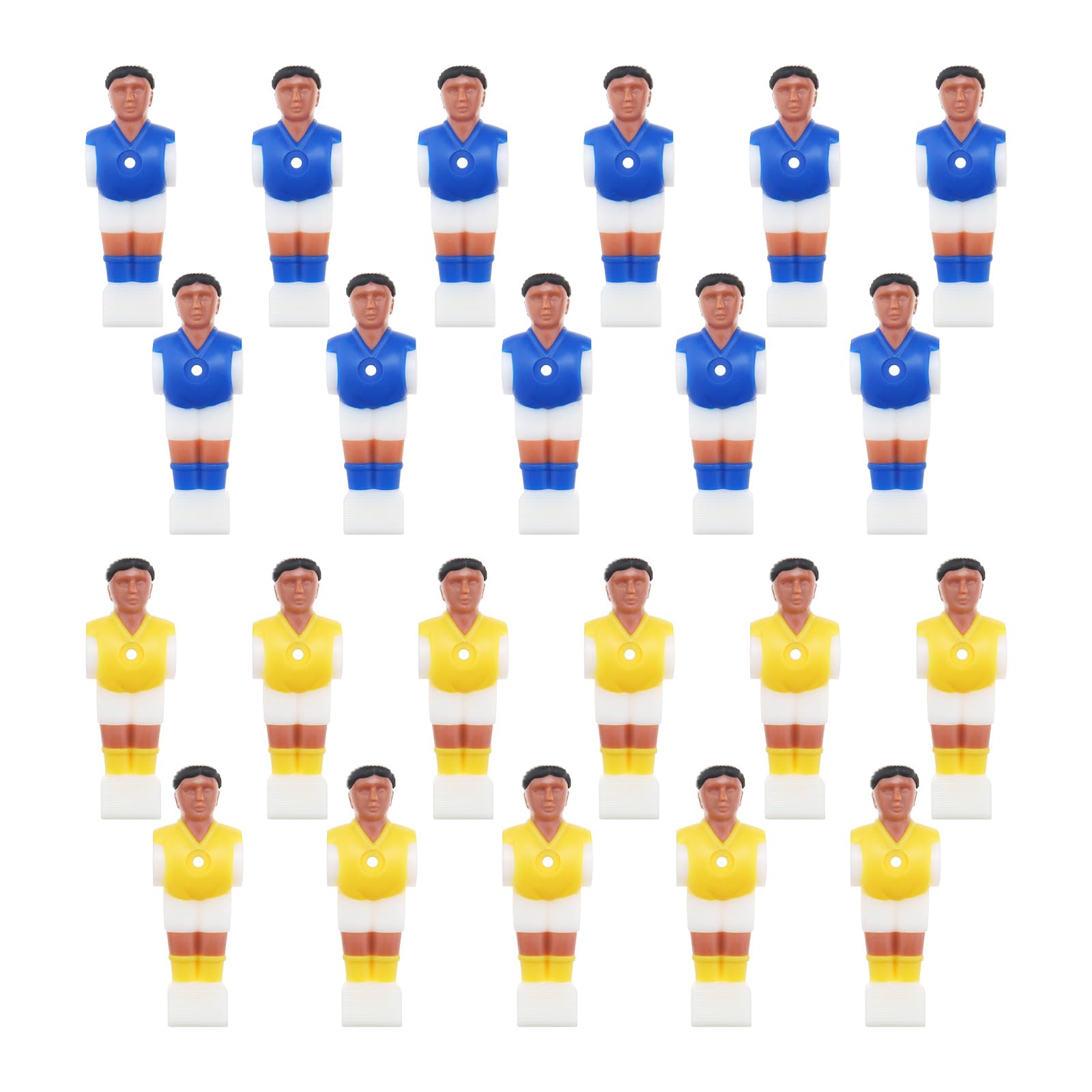 SG Store 22pcs Foosball Player Foosball Soccer Table Football Suits Player Games Mini Football Figures Plastic for 15.9 mm Rods Football Machine Yellow and Blue