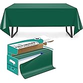 Kongdaoth 54 Inch x 300 Feet Dark Green Plastic Tablecloth Roll Disposable Table Cloth with Cutter Box Plastic Table Cover for Party