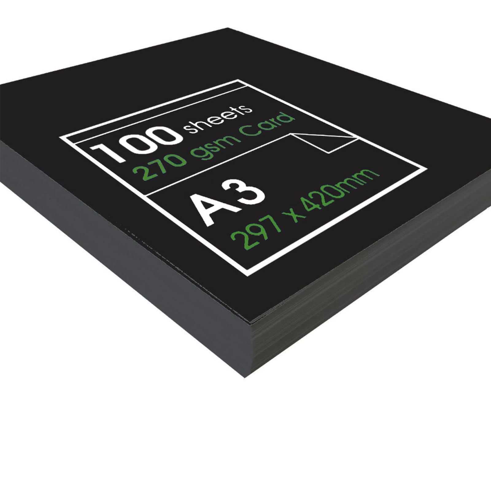 Artway Enviro – Recycled A3 Black Card - Ideal for Presentation, Display, Mounting Drawing and Illustration - 270gsm – A3 (100 Sheets)