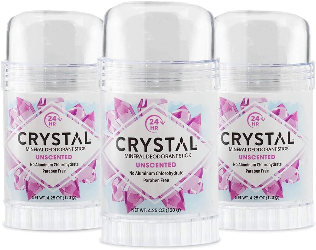 Crystal Deodorant Stick 4.25 Ounce Unscented (125.7ml) (3 Pack) Amazon