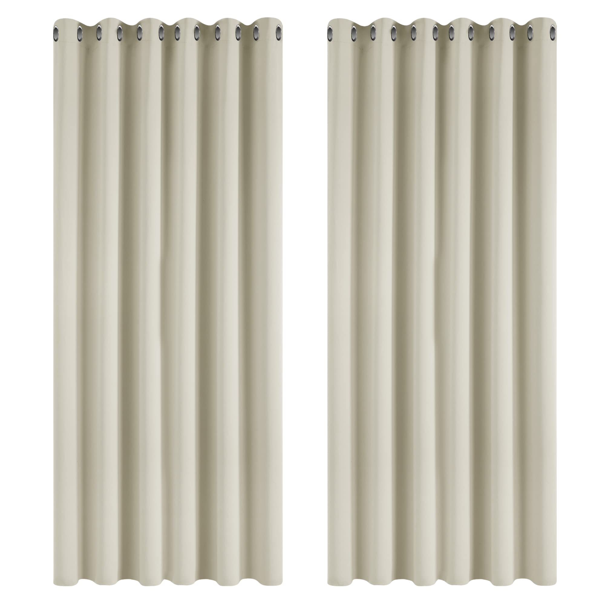Deconovo Bedroom Room Darkening Curtains Super Soft Thermal Insulated Eyelet Room Darkening Curtains for Kids 90 x 90 Inch Light Beige 2 Panels