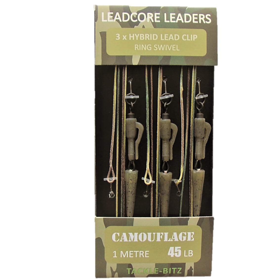 Camo Carp Leadcore Leaders Hybrid Lead clips QC or Ring Swivel Ready Tied (Ring swivel)