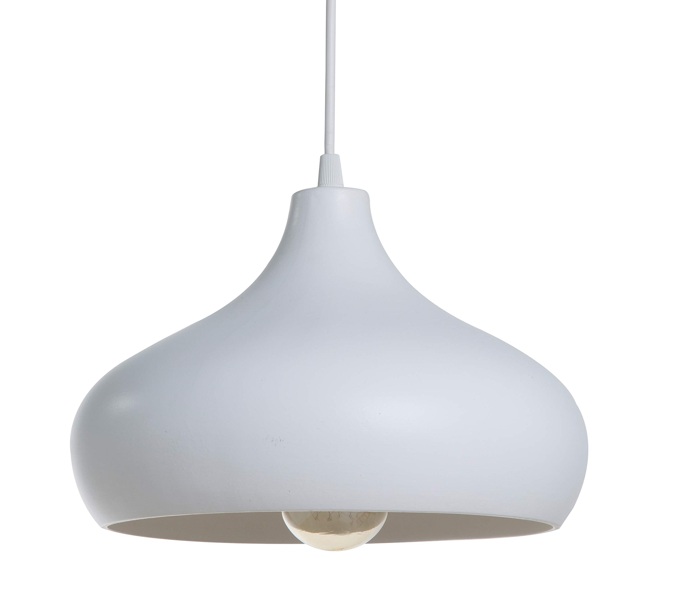 Lussiol 250400 Ceramic Pendant Light, 60 W, White, Diameter 27 x H18 cm