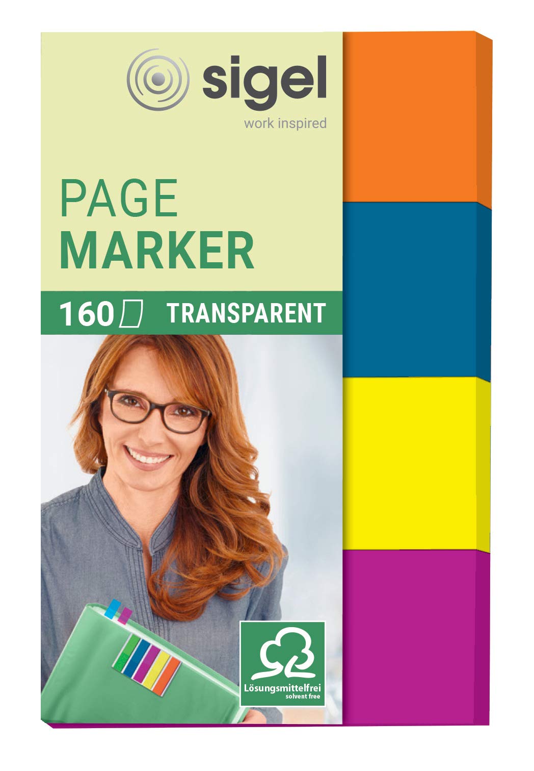 SIGEL HN614 Transparent Index Page Markers, 4 x 40 strips, Blue/Pink/Yellow/Orange