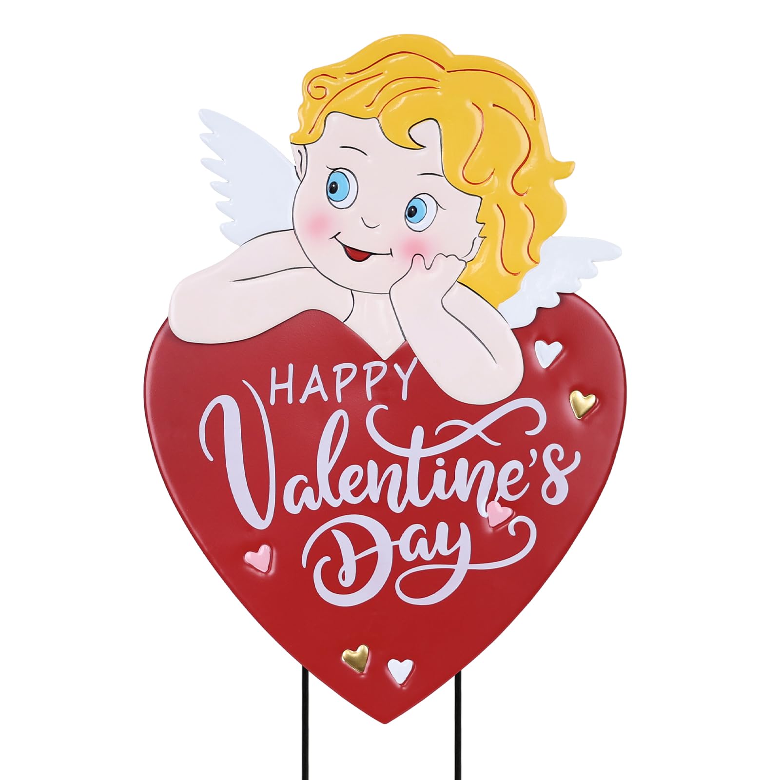 Photo 1 of hogardeck Valentines Day Decorations Outdoor, 26" Metal Cupid Decorative Garden Stakes for Valentines Decor, Happy Valentine's Day Yard Sign Heart for Home Outside Lawn Porch Anniversary Wedding Party
