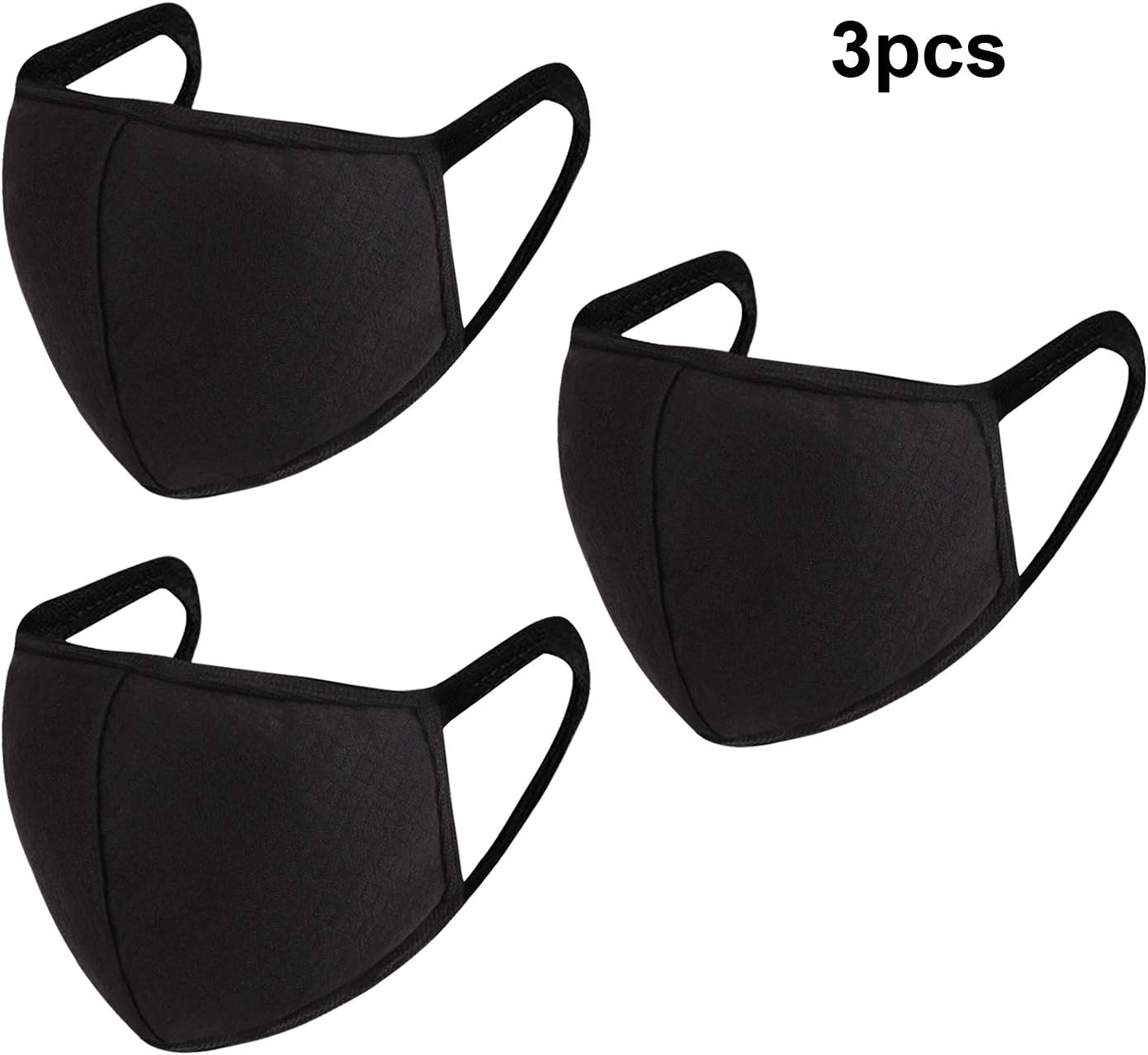 Mouth Mask, Unisex Adult Cotton Blend Ear Loop Face Mask, Anti Dust PM2.5 Warm Ski Cycling Safety Windproof Black Cotton Face Mask for Cycling Camping Travel 3PCS