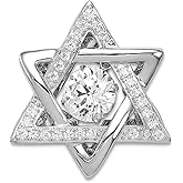 JewelryWeb 925 Sterling Silver Polished Dancing Cubic Zirconia Religious Judaica Star of David Pendant Necklace 21.18mm long Pendant for Women