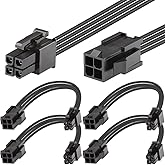 DKARDU ATX 4 Pin CPU Power Cable, 4Pin CPU Male to Female Extension Cable for Desktop Computer Power Supply (2 Pack, 20cm/8in