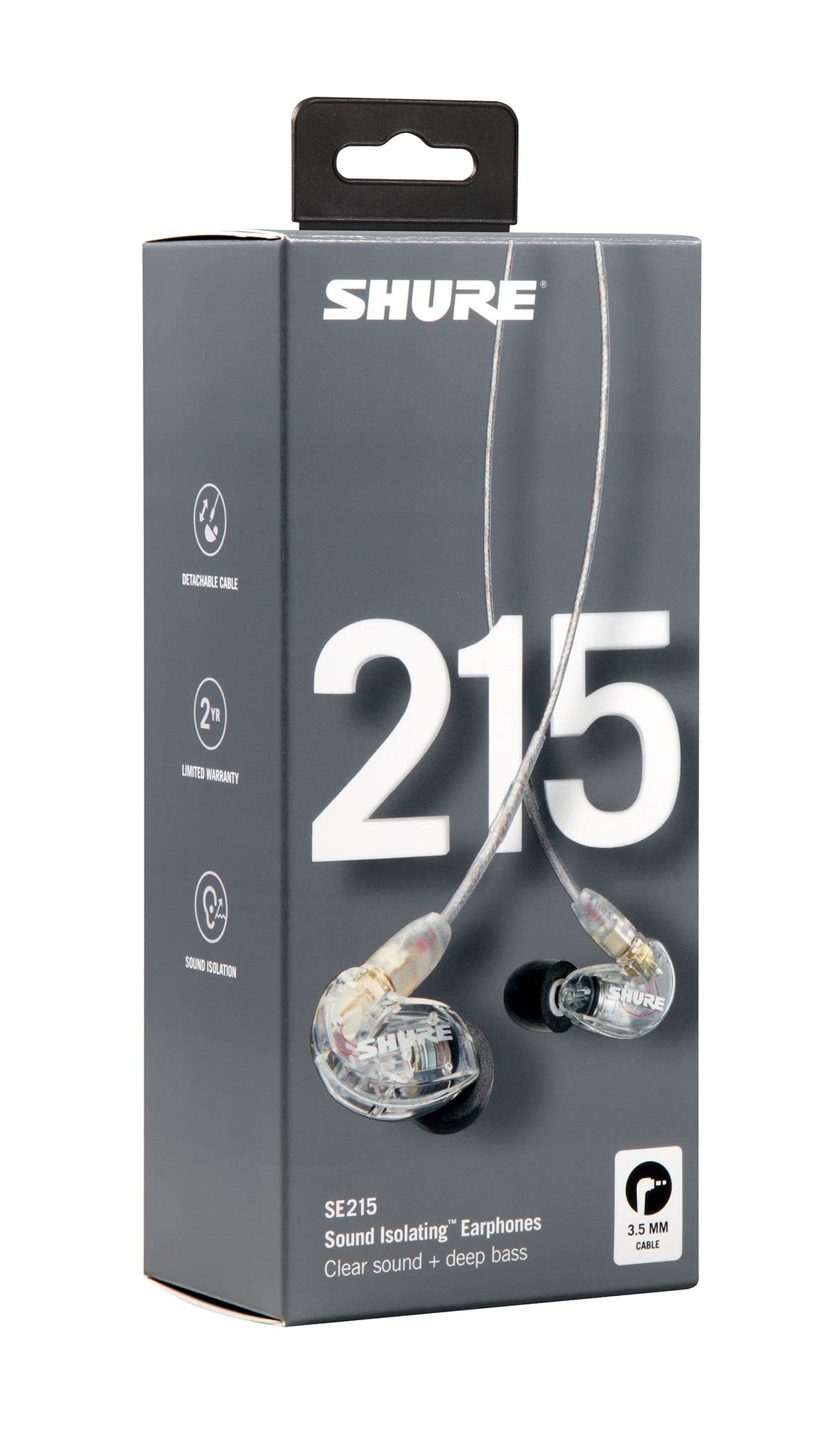 Shure SE215 PRO Wired Earbuds - Professional Sound Isolating Earphones, Clear Sound & Deep Bass, Single Dynamic MicroDriver, Secure Fit in Ear Monitor, Plus Carrying Case & Fit Kit - Clear (SE215-CL)