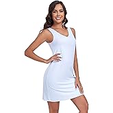 VintageClothing Womens Full Slip Tank Top Dress Slip Seamless Under Dress Wide Straps Sleeveless Nightgown