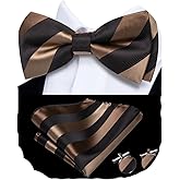 Hi-Tie Bow Ties for Men Pre-Tied Pocket Square with Cufflinks Mens Bowtie Sets for Wedding Formal Party