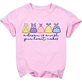 PNORATM Princess Girls Shirt Magical Shirts for Toddler Embroidered Dress Graphic T Shirt Holiday Vacation Tee Tops