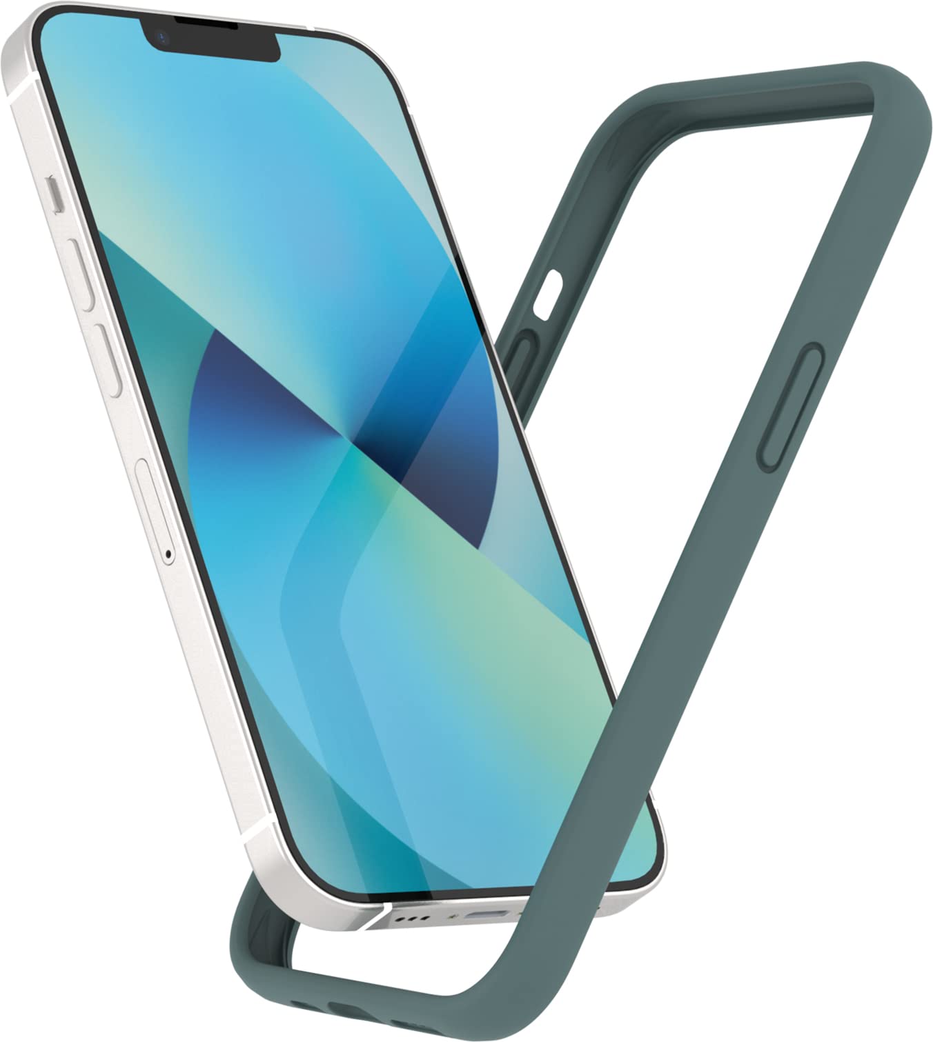 Photo 1 of K TOMOTO Compatible with iPhone 13 Mini Bumper Case (5.4 Inch), Liquid Silicone Protective Frame [Raised Edge & Drop Protection] Silky and Soft Touch, Pine Green