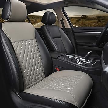 Amazon Com Black Panther Car Seat Cover Breathable Universal Pu Front Car Seat Protector Non Wrapped Bottom With Backrest 1pc Gray Automotive