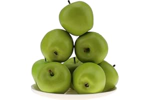 Gresorth 6pcs High Grade 7cm Size Fake Green Apple Decoration Artificial Realistic Fruit Simulation for Home Party Christmas Display
